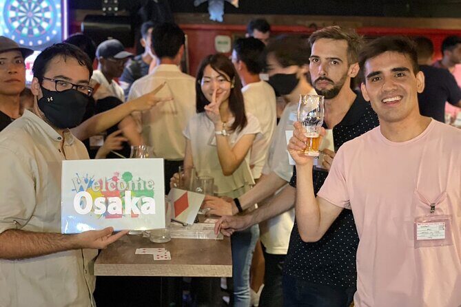 3Hour Osaka Pub Crawl Bar Hopping Nightlife Guided Tour in Namba - Stop 1: HUB Shinsaibashi warm-up (standing bar energy)
