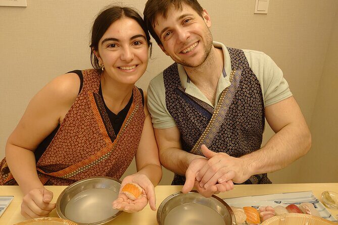 Authentic SUSHI Course Cooking Class - Step 1 at the counter: sushi rice with your own wooden tub