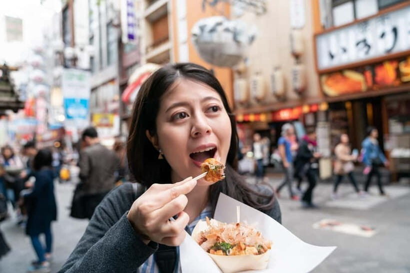 Osaka: Food Tour Kuromon Market & Dotonbori with Guide - Mitoya Three Colour Dango Dumpling and Hozenji Atmosphere