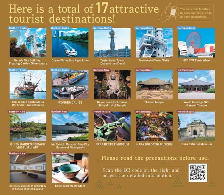 Osaka-Nara: 2-Day Discovery Pass - Northern Route (17 attractions): Umeda heights, Tsutenkaku angles, then Nara culture