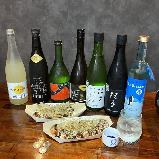Osaka Sake Tasting with Takoyaki Cooking - DIY takoyaki: cooking at the counter, not watching from the sidelines