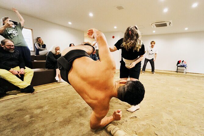 Osaka Sumo Experience with Live Show and Audience Challenge - What the guide does with English: comfort plus clarity