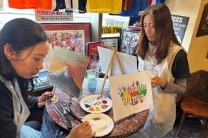 Seasonal Japanese Culture Osaka Paint and Wine Experience - Acrylic painting instruction without the pressure
